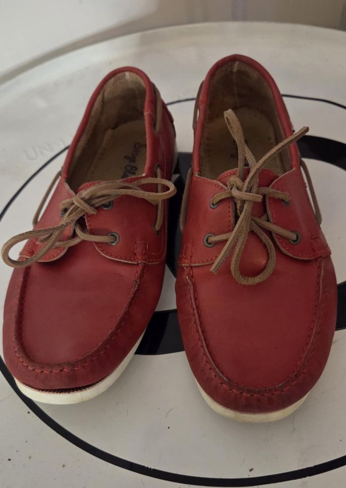 SERGE BLANCO Chaussures Bateau 42 Cuir Rouge – Modèle Iconique – Très Bon État - photo numéro 4