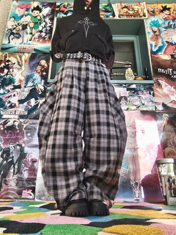 Pantalon baggy barrel à carreaux - Casual Y2k (M)