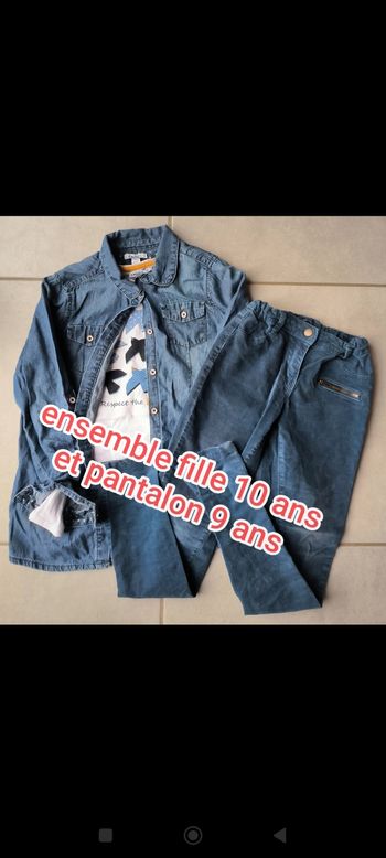 Ensemble fille pantalon 9 ans et haut 10 ans
