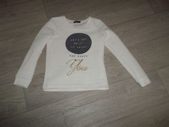 Sweat MIM blanc cassé déco grise et dorée taille 34/36 TBE