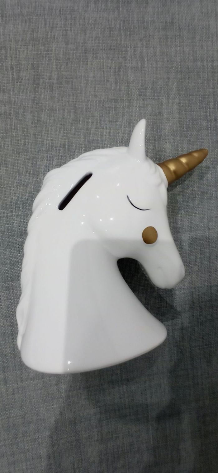 Tirelire enfant, Licorne, en céramique, TBE - photo numéro 3