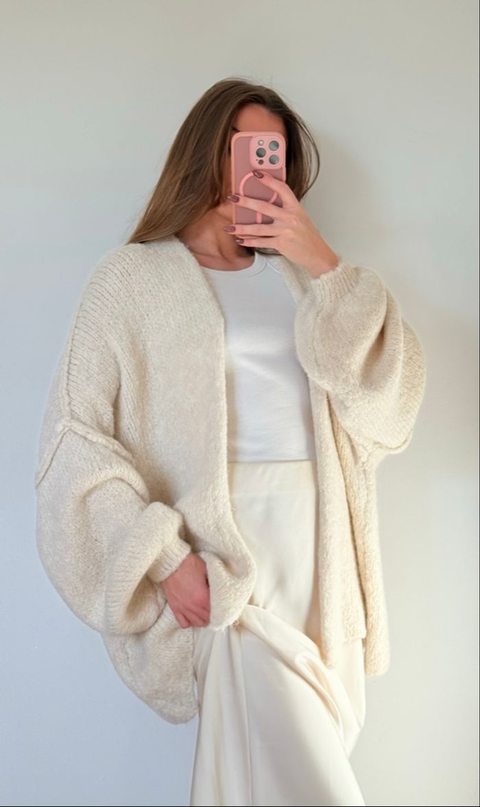 Gilet - Ecru - Maille - Décontracté - Cocooning - Automne - photo numéro 2