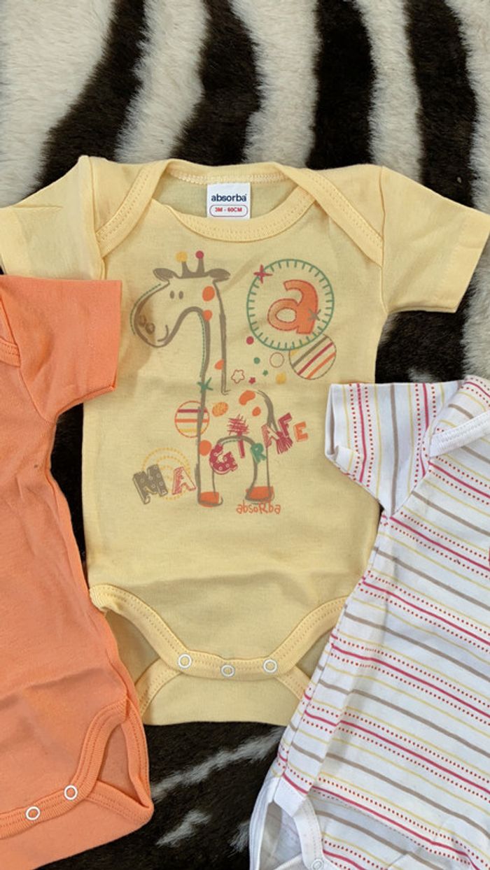 Lot de 3 bodies neufs absorba 3 mois (60) - photo numéro 2