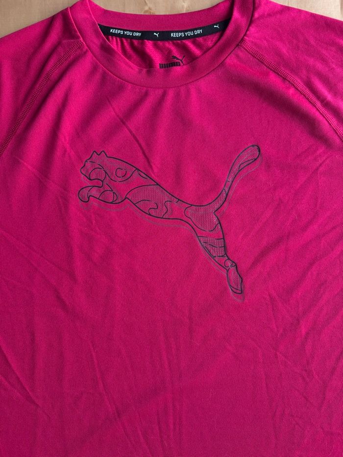 Tee shirt Puma fushia respirant logo noir – taille S - photo numéro 7