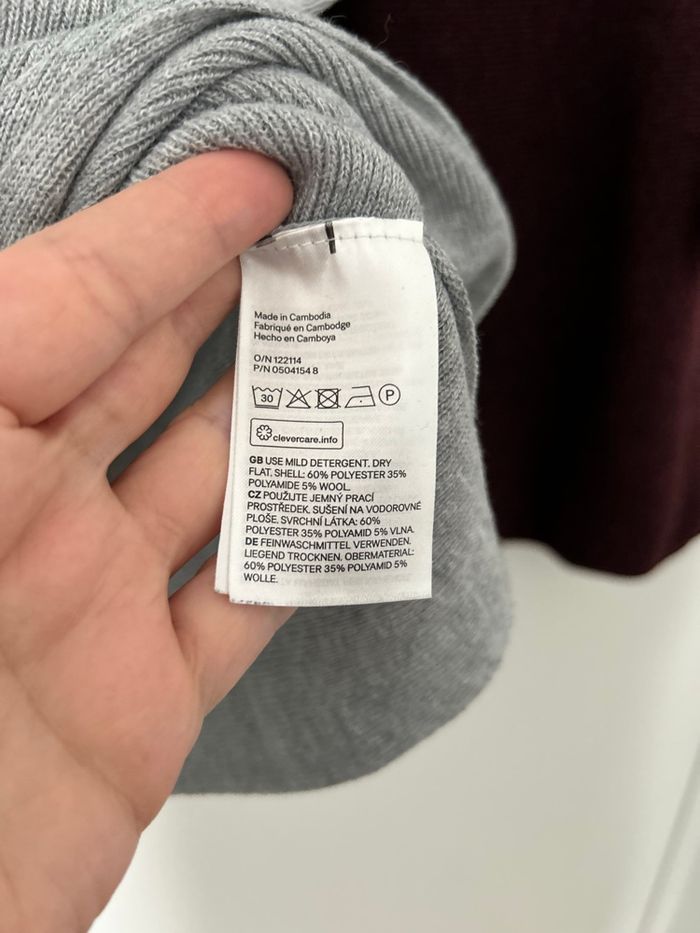 Lot 2 pulls gris et bordeaux manches 3/4 avec laine alpaga H&M M - photo numéro 4