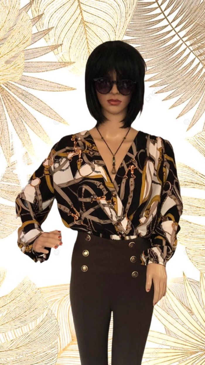 Blouse motif équestre Flamant rose