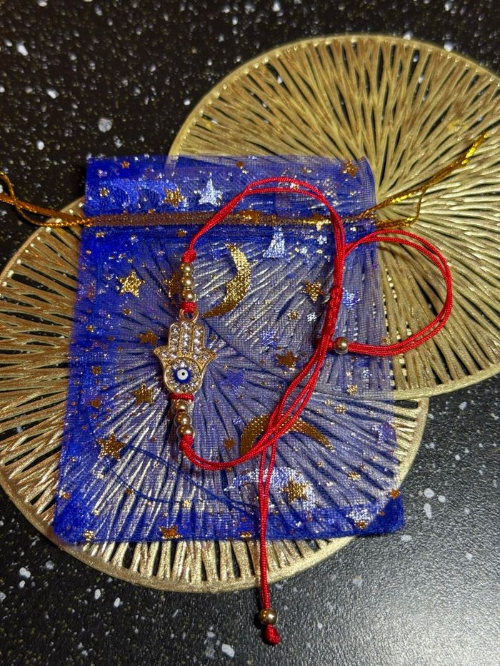 Bracelet Hamsa / Main de Fatma – Anti-Mauvais Œil – Cordon Rouge - photo numéro 2