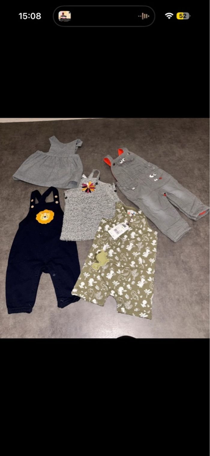 Lot robes et salopettes 12 mois bébé fille
