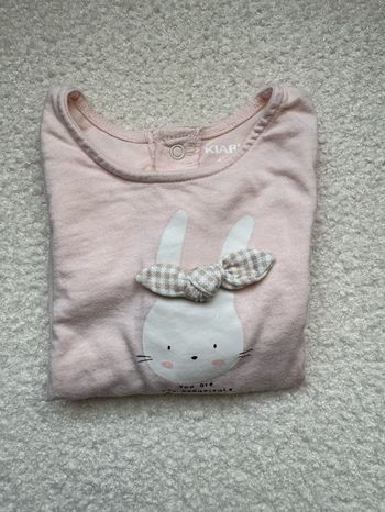 Top manche longue - blanc et rose - Kiabi - 6 mois - excellent état