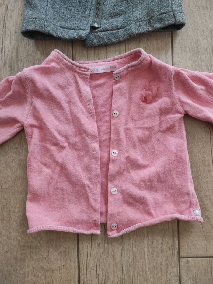 Lot de 2 gilets gris et rose 18 mois - photo numéro 2