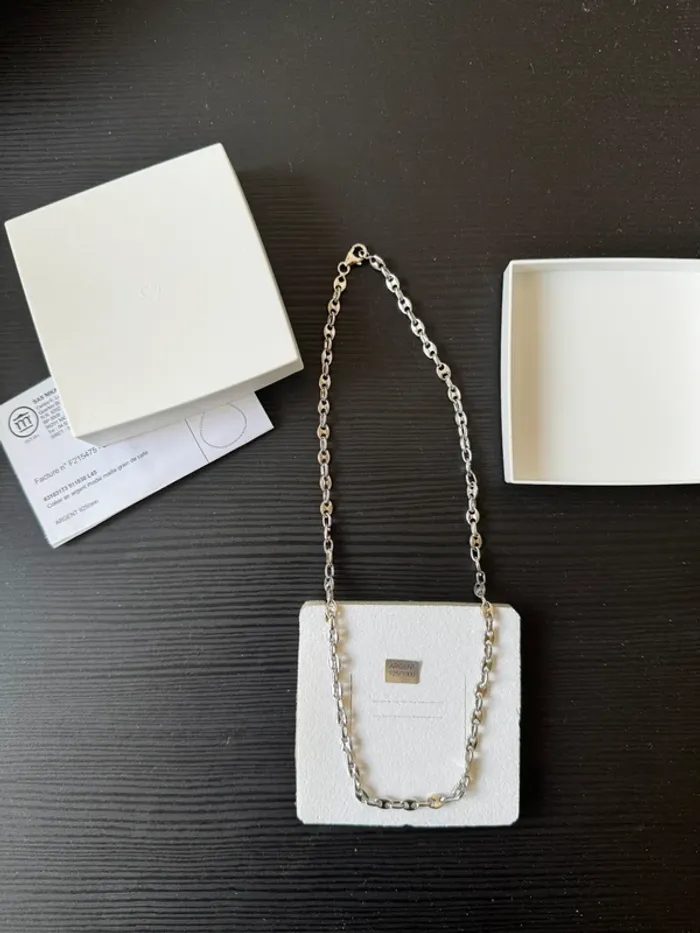 Collier en argent graine de café - photo numéro 2