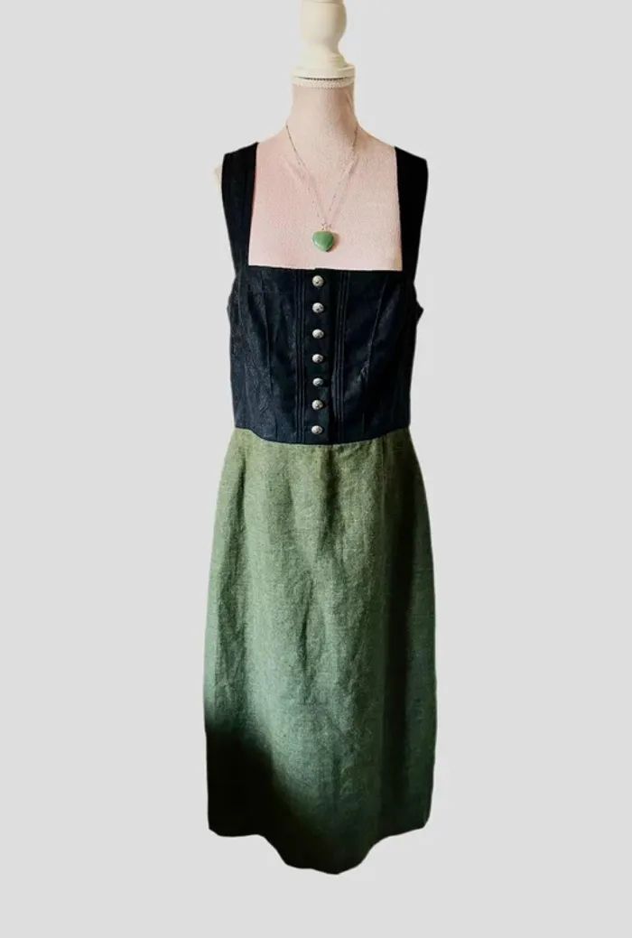 🌿Robe vintage en lin et laine autrichienne T.40 Tramontana Oktoberfest cottagecore linen wool dress🌿 - photo numéro 8