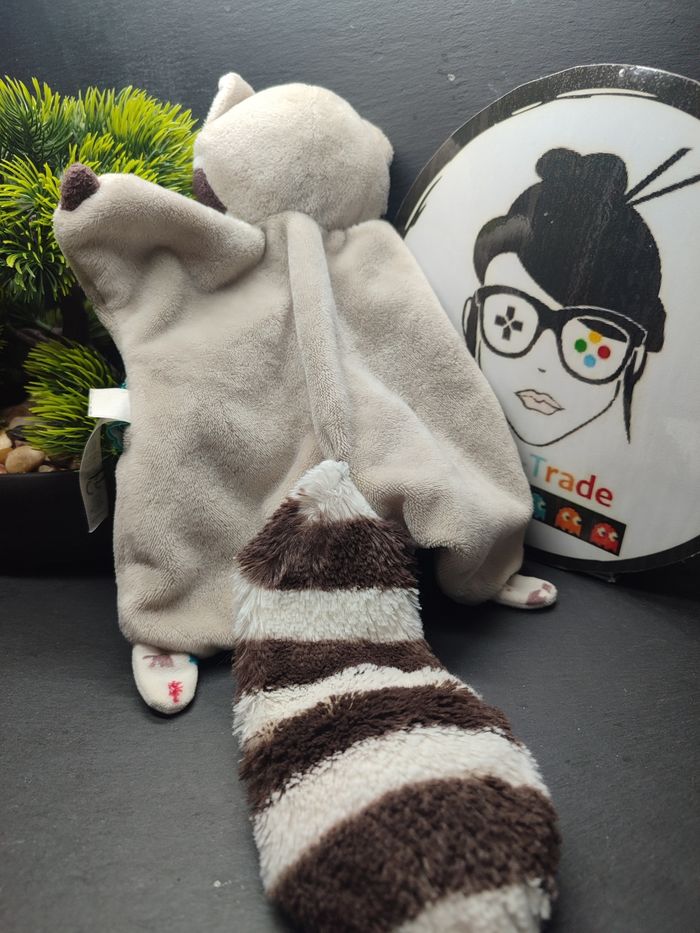 Doudou plat raton laveur beige marron blanc Ancienne Version Kaloo Gris 3776 - photo numéro 2