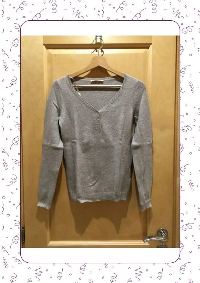 Pull col V camaïeu beige