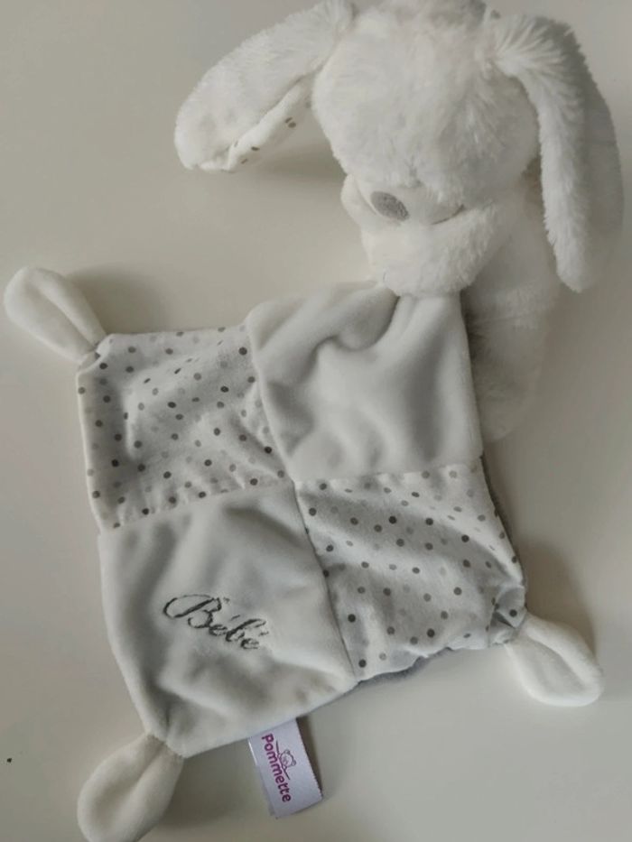 Doudou Lapin Pommette blanc - photo numéro 2