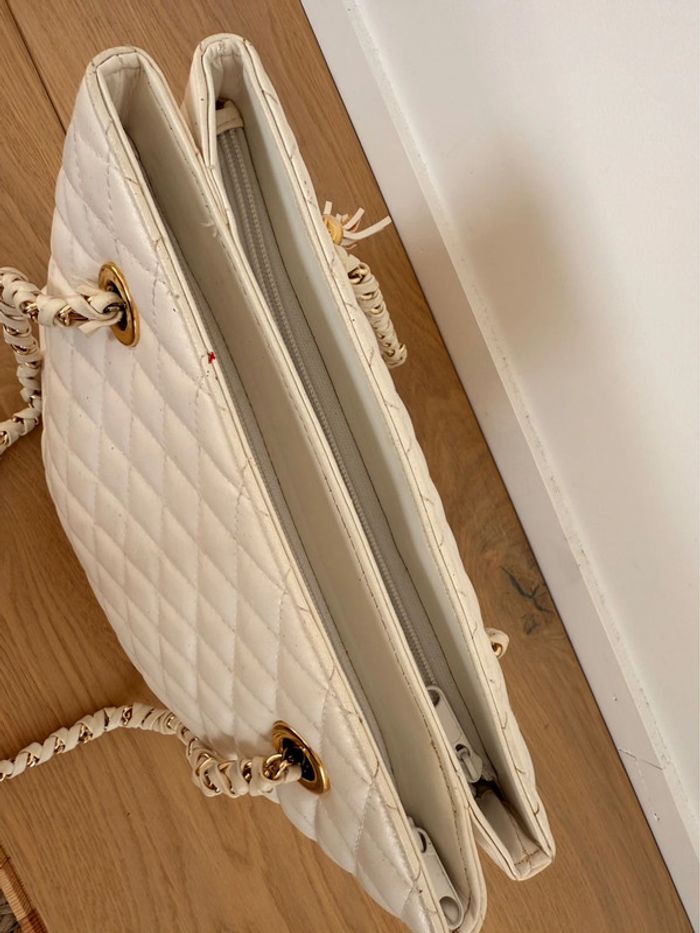 Sac blanc femme chaînes doré or matelassés blanc chaînes doré or zip bandoulière à main borsa - photo numéro 5