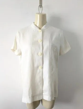 Chemise blouse d'été brodée blanche - 100% lin - Alain Manoukian - taille 38