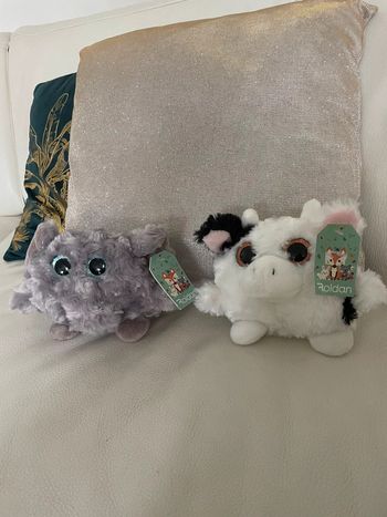 Lot de 2 Peluches Roldan adorables et douces - 1 éléphant et 1 vache – Neuves