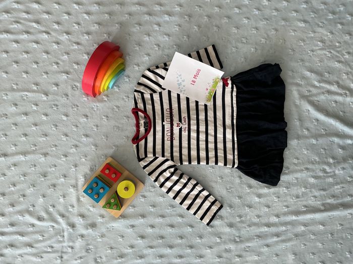 robe manches longues noir et blanc terre de marins 18 mois - photo numéro 1