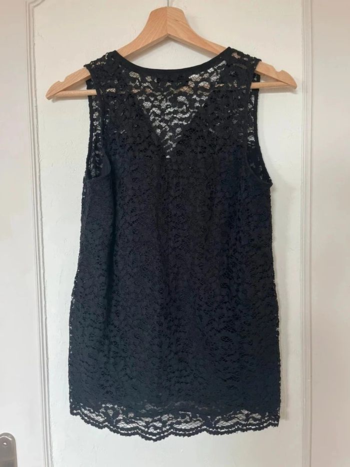 Débardeur top haut noir dentelle The Kooples – zip doré – taille M – très bon état - photo numéro 4