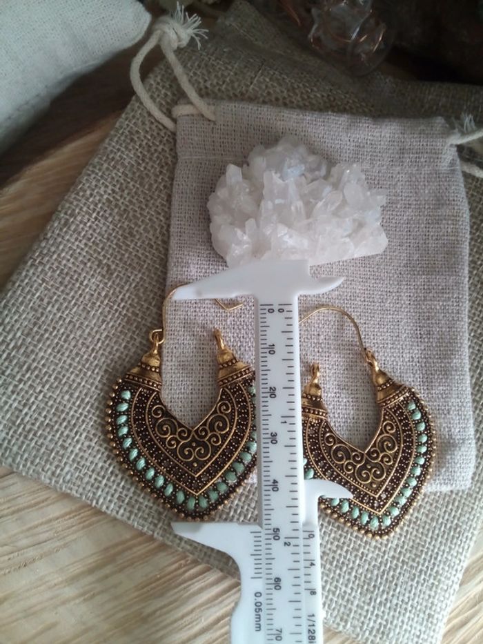 Boucles d'oreilles orientales fil turquoise - photo numéro 2