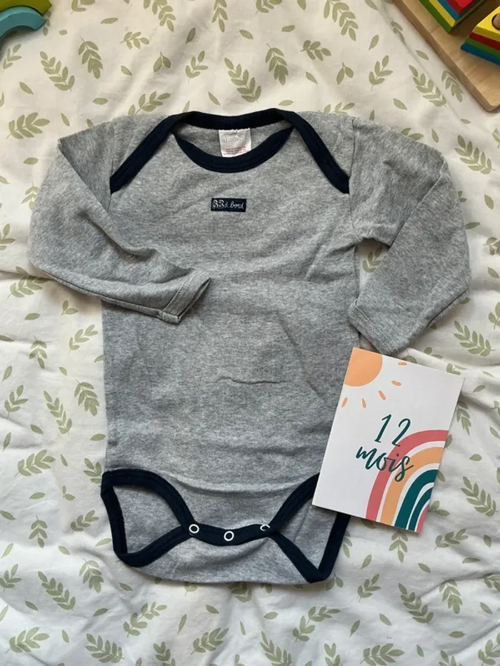 body manches longues gris absorba 12 mois - photo numéro 2