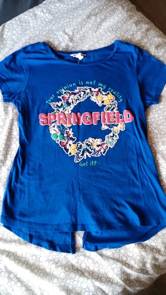 Joli t-shirt bleu roi Springfield - Taille S - photo numéro 2