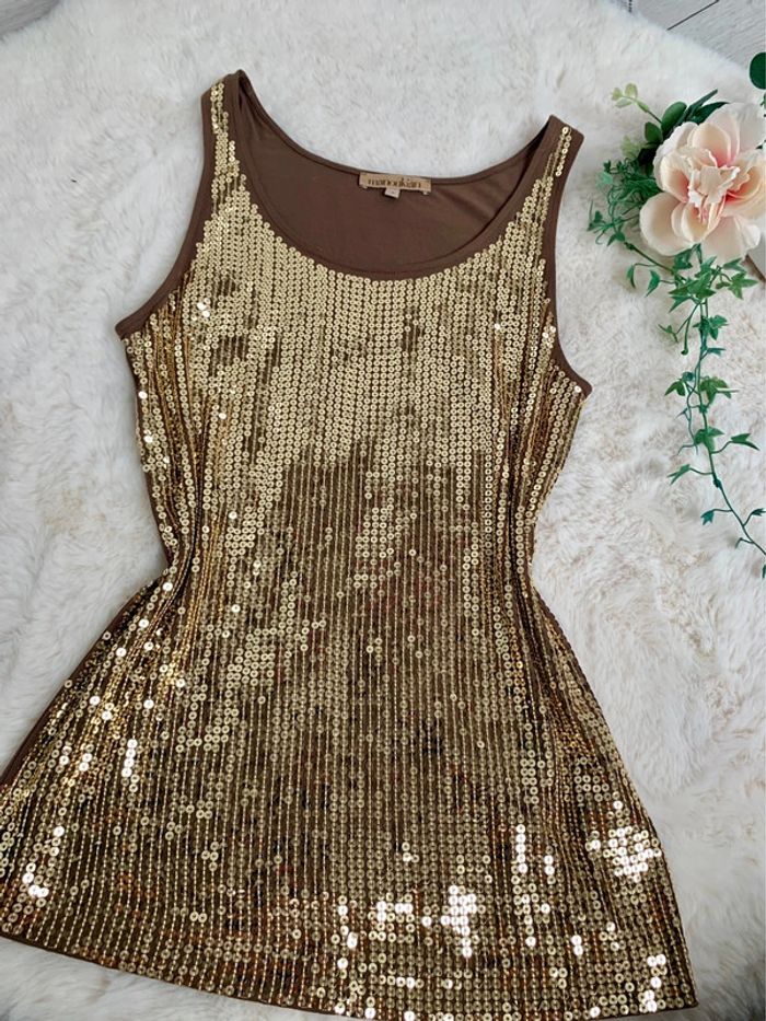 Top à sequins dore