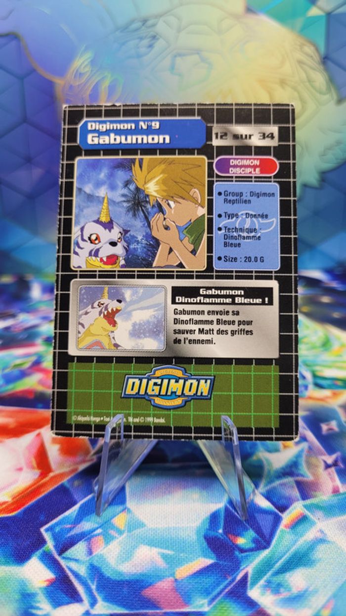 Carte Digimon Gabumon 12/34 (FOIL) Édition Série TV 1999 - photo numéro 2