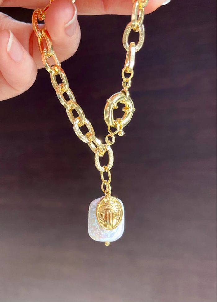 Bracelet talisman perle d’eau douce et amulette scarabée - photo numéro 10