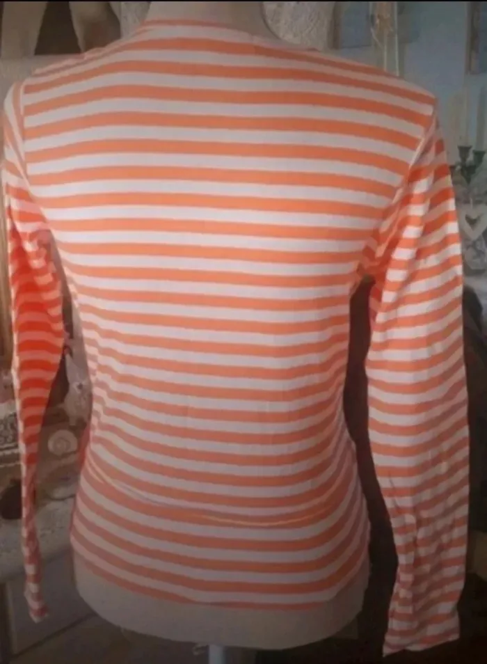 Blouse cache-coeur orange/blanc Basic One T 3 (40/42) Neuf - photo numéro 3