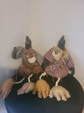 Poupée de chiffon coq poule