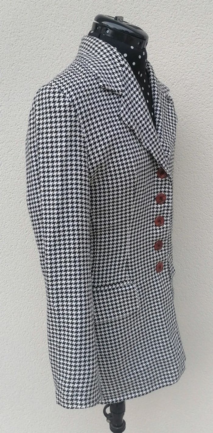 Veste / blazer noir blanc pied de poule Taille S La City - photo numéro 4