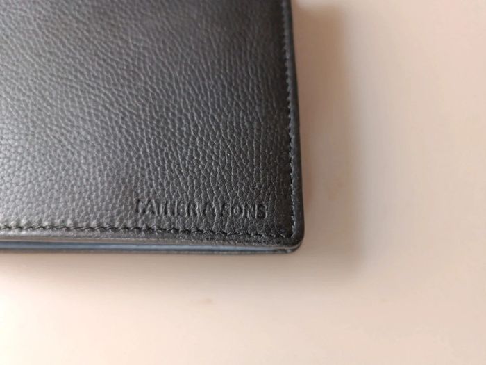 Portefeuille en cuir et coton father and son noir intérieur bleu marine. - photo numéro 13