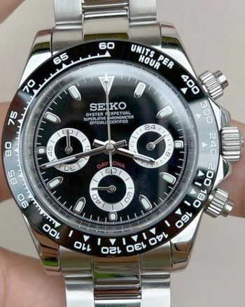 ✅NeUF MAGNIFIQUE MONTRE MARQUE SElKO CHRONOGRAPH NOIR DAYT0NA 40MM VERRE SAPHIR MOUVEMENT SElKO MECA