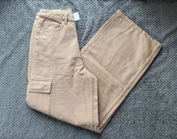 Pantalon crème Wide leg taille haute (36)