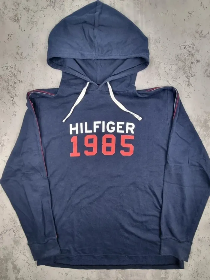 Sweat fin à capuche Tommy Hilfiger bleu marine L Hommes (mesures en photos) - photo numéro 3
