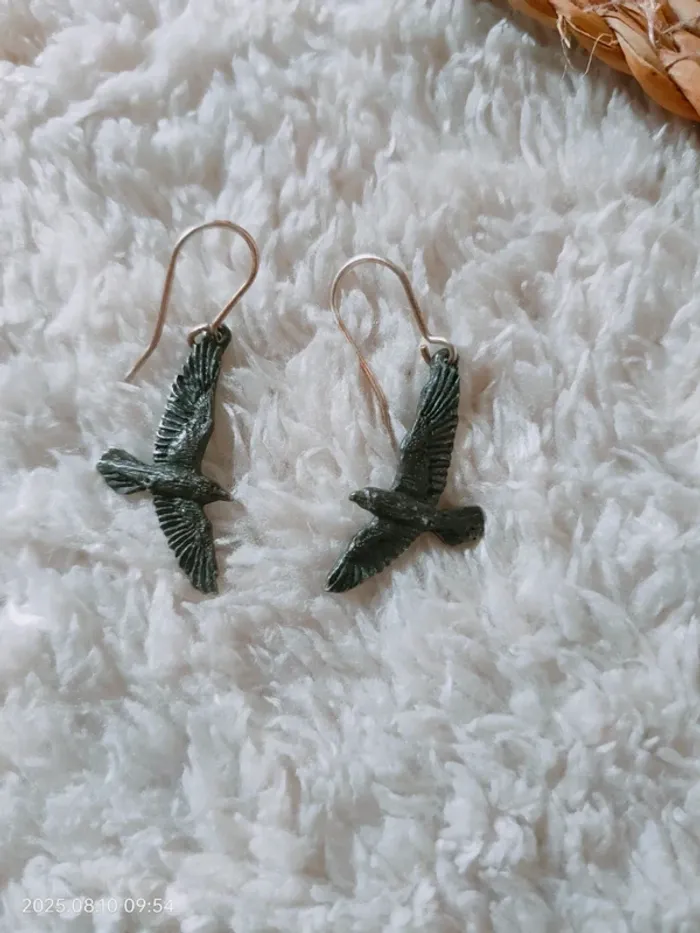 Boucle d'oreille corbeaux black raven