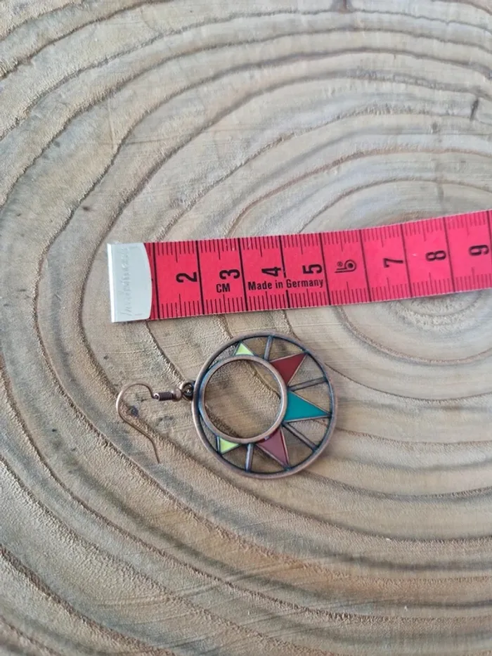 Boucles d'oreilles fantaisies couleur bronze multicolores - photo numéro 3