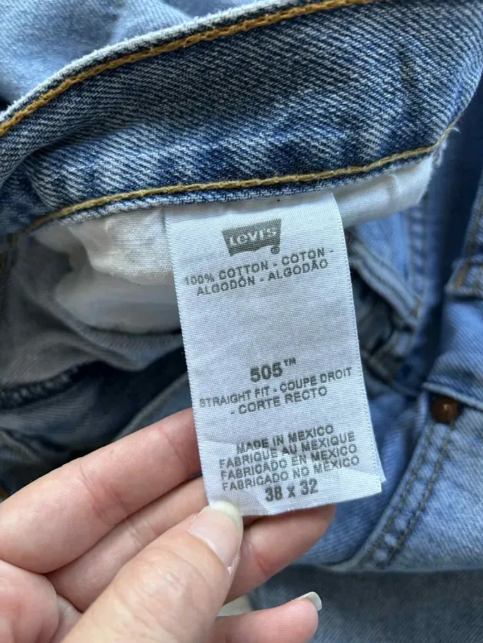Jean Levi’s 505 Straight Fit droit Homme unisexe bleu clair taille haute 2000s Rare US W38 L32 XL48 - photo numéro 10