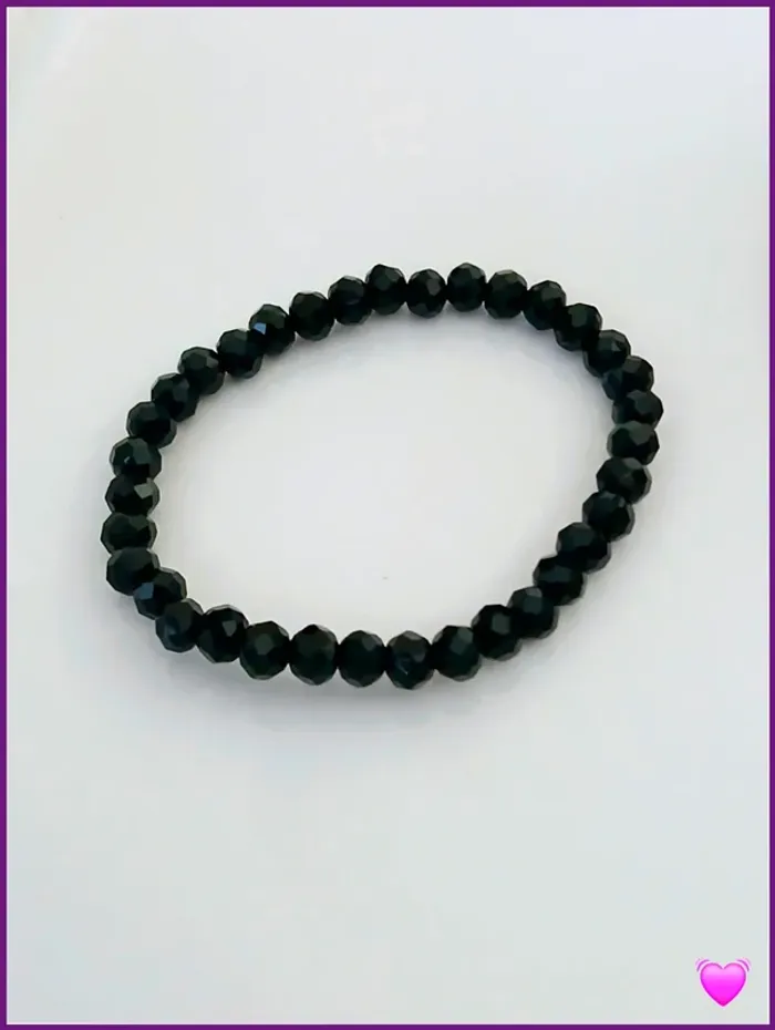 Bracelet perles de verre noir tendance chic été