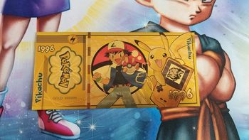 Billet Pokemon Sacha Pikachu Collector Doré Pocket Monster card carte ticket