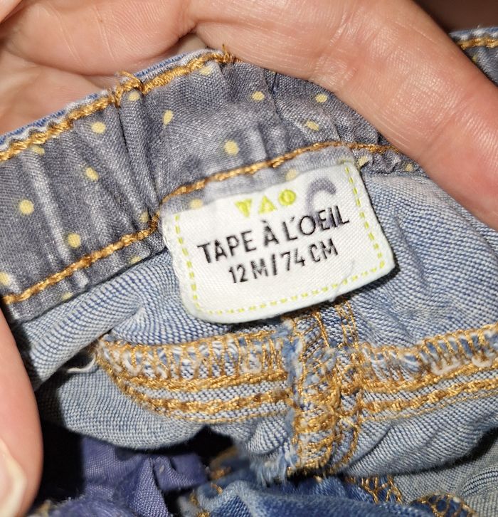 Lot d'un jean + un pantalon beige 12-18 mois - photo numéro 3