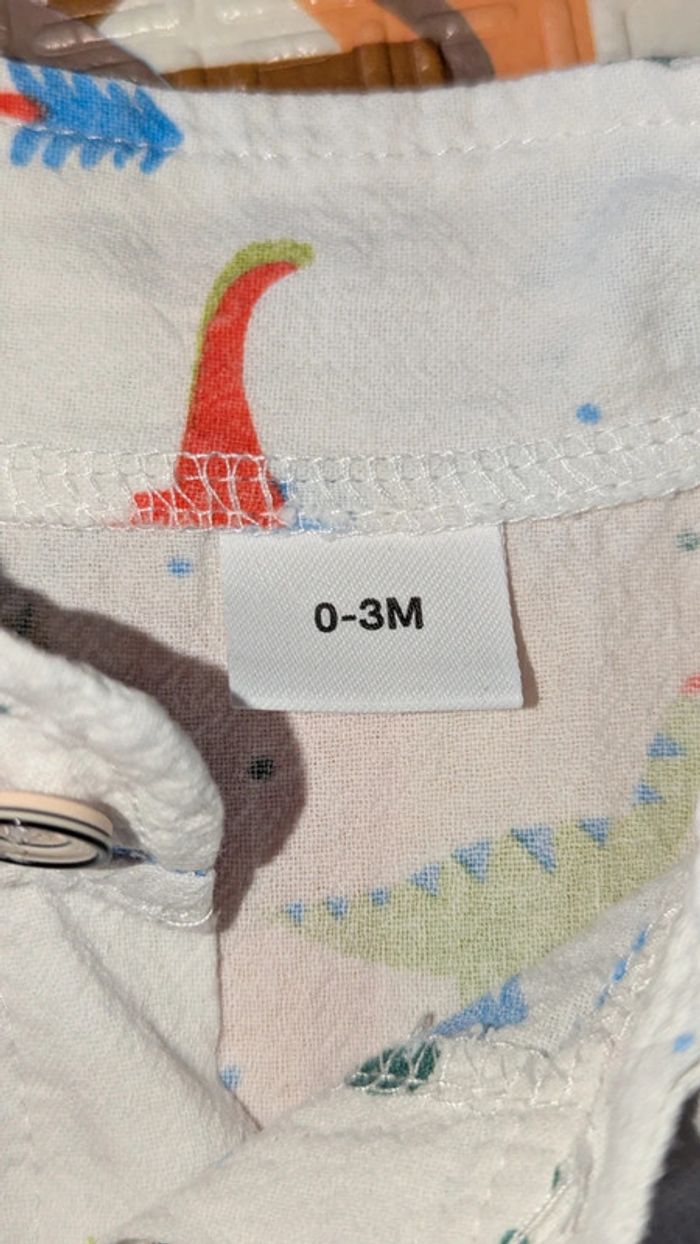 Chemise manches courtes légère 3 mois dinosaures - photo numéro 3