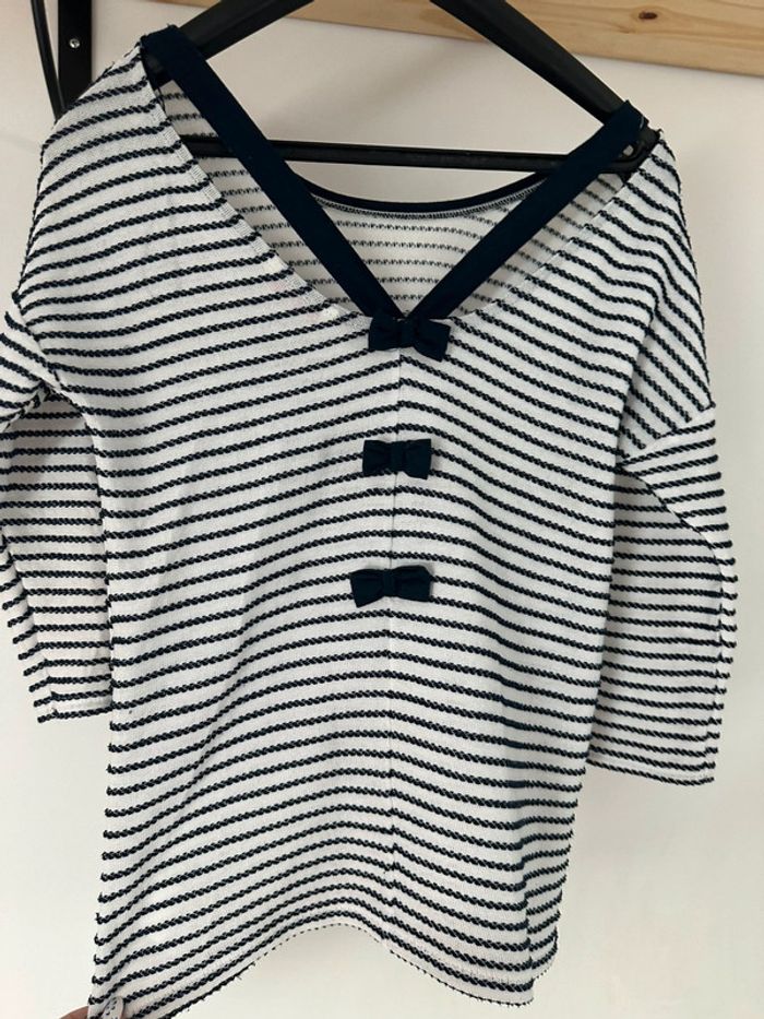Haut manche 3/4 marinière camaïeu - photo numéro 3