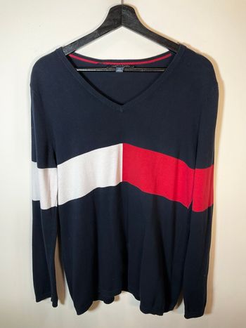 Pull col V bleu marine pour femme Tommy Hilfiger taille L 607