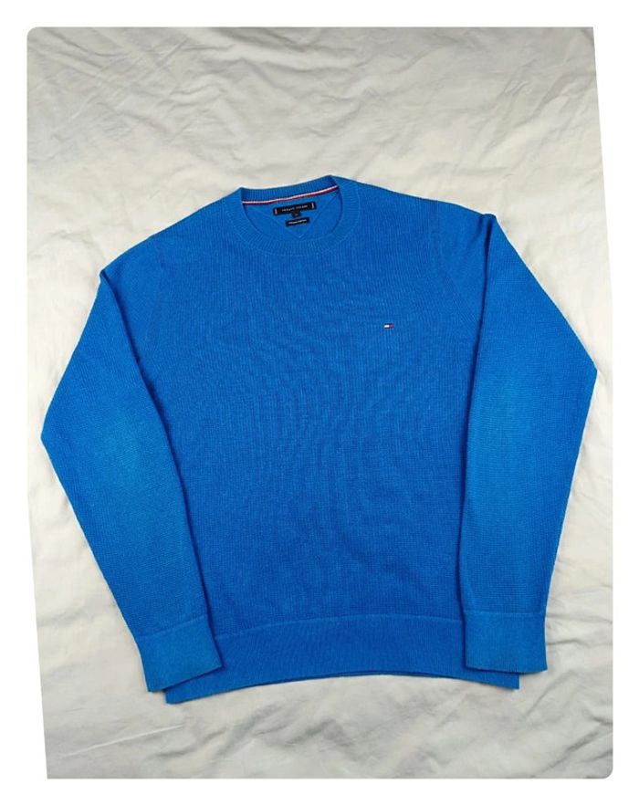 Pull cotton texturé relief Tommy Hilfiger bleu M - photo numéro 2