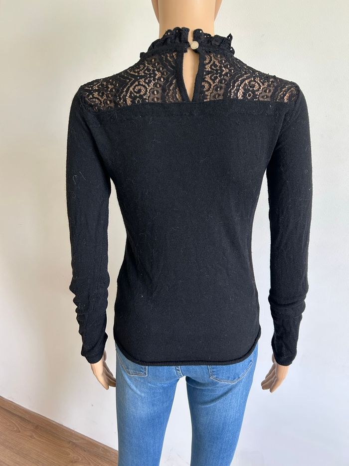 Pull noir avec dentelle Morgan taille XS bon état - photo numéro 5