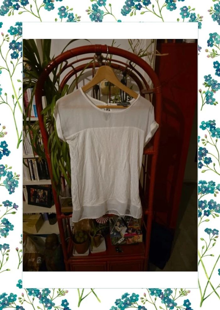 T-shirt blanc coton et voile 38