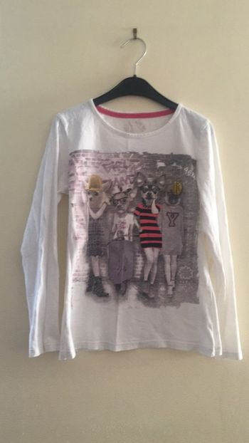 Teeshirt à longues manches blanc avec imprimé